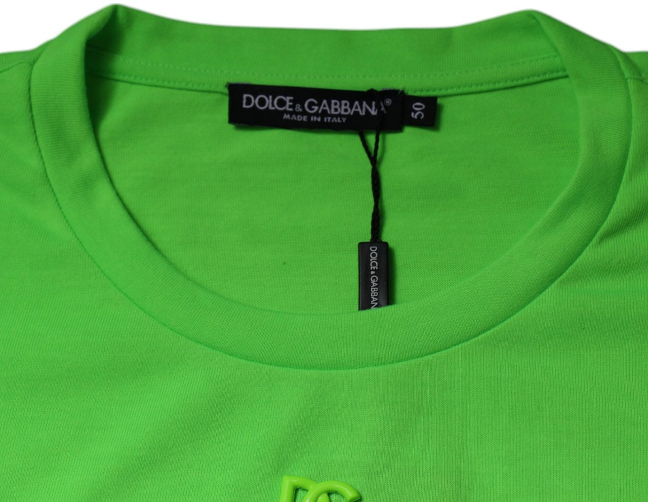 Dolce & Gabbana Green DG Logo Cotton Crew Neck T-shirt Groen