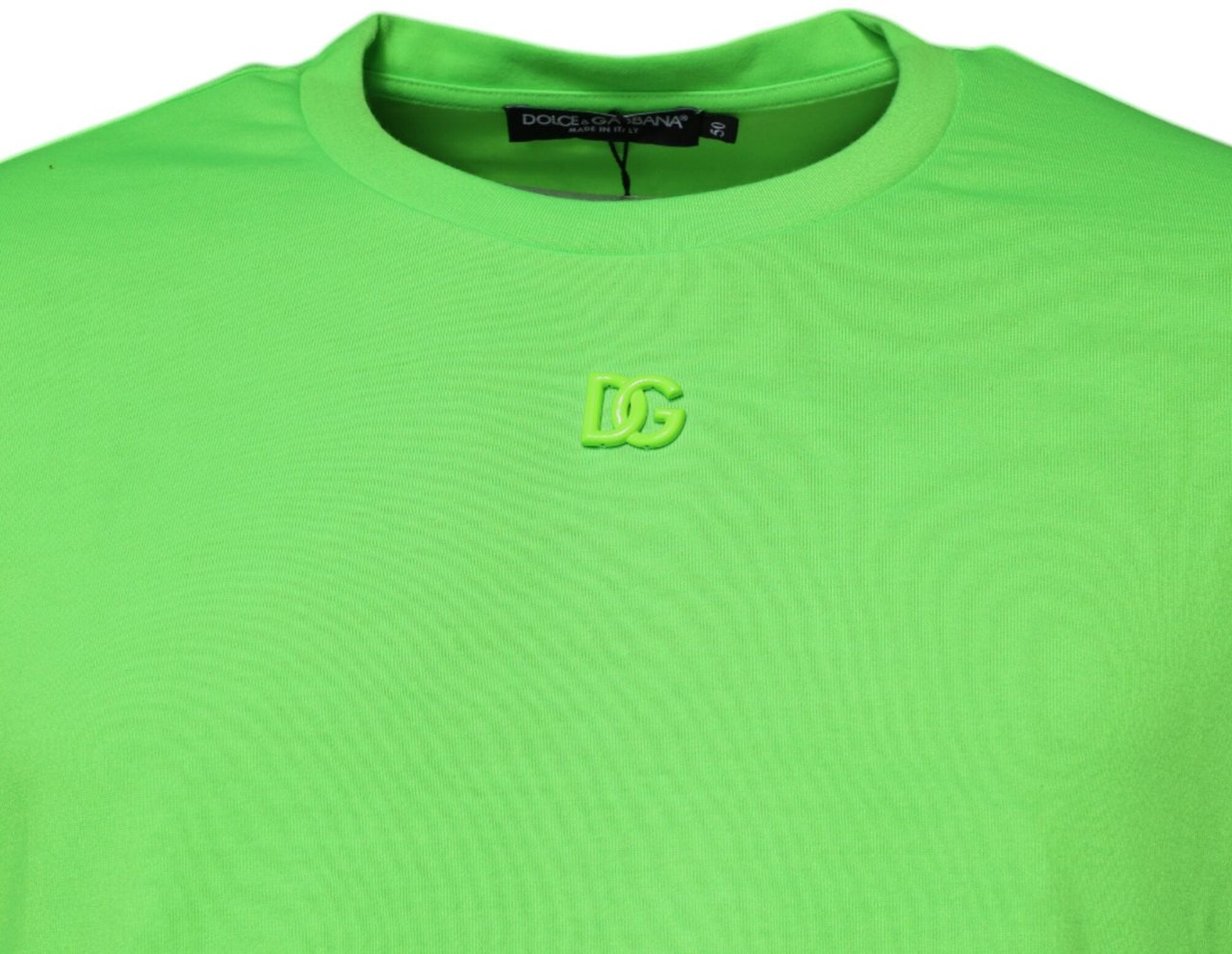 Dolce & Gabbana Green DG Logo Cotton Crew Neck T-shirt Groen