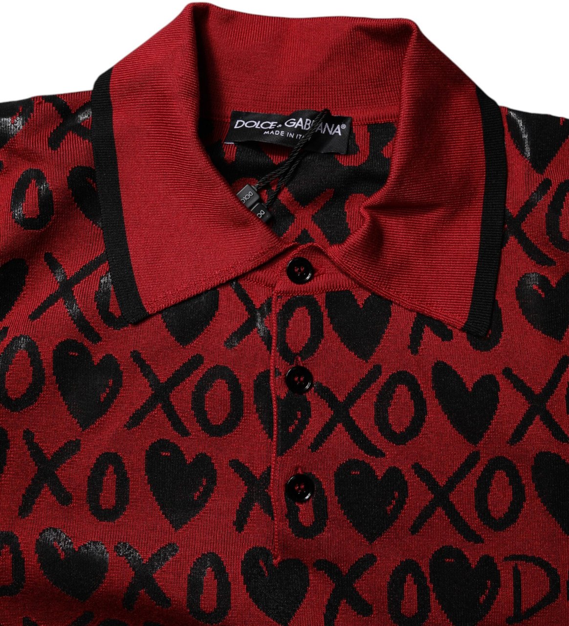 Dolce & Gabbana Red Cotton XOXO Collared Polo T-shirt Rood