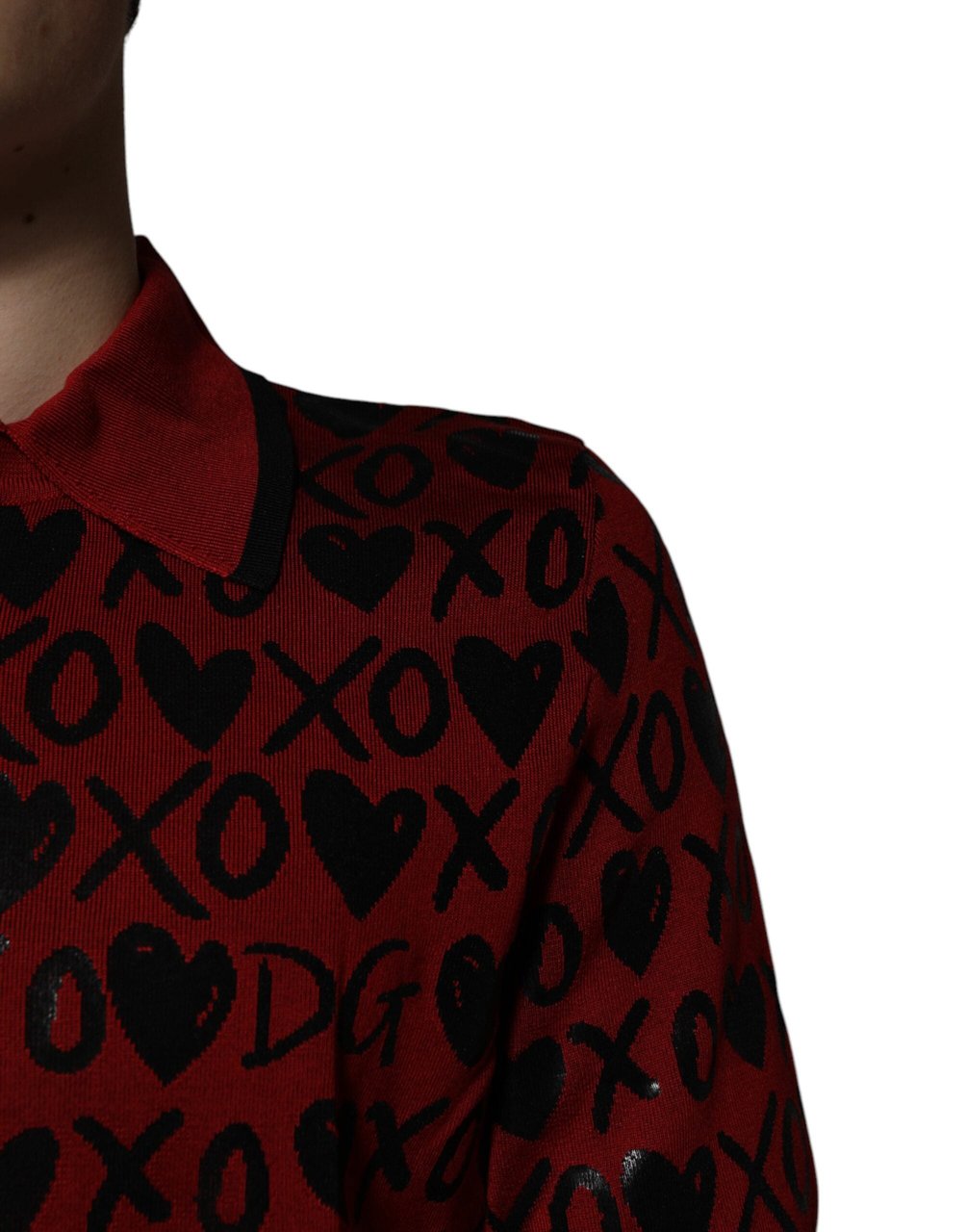 Dolce & Gabbana Red Cotton XOXO Collared Polo T-shirt Rood