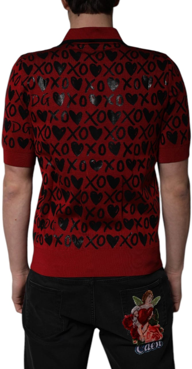 Dolce & Gabbana Red Cotton XOXO Collared Polo T-shirt Rood