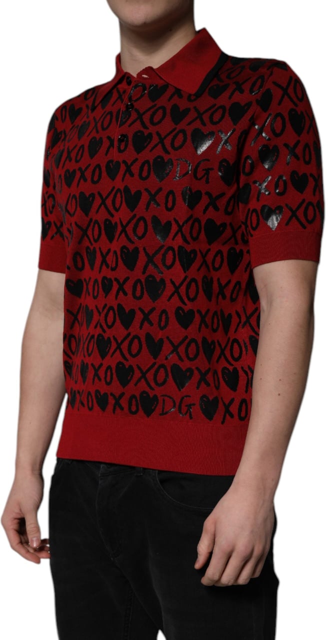 Dolce & Gabbana Red Cotton XOXO Collared Polo T-shirt Rood