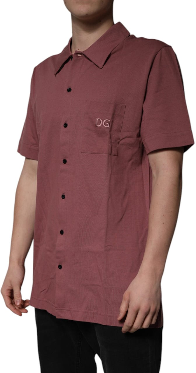 Dolce & Gabbana Dark Pink Button Down Casual Polo Men Shirt Geel