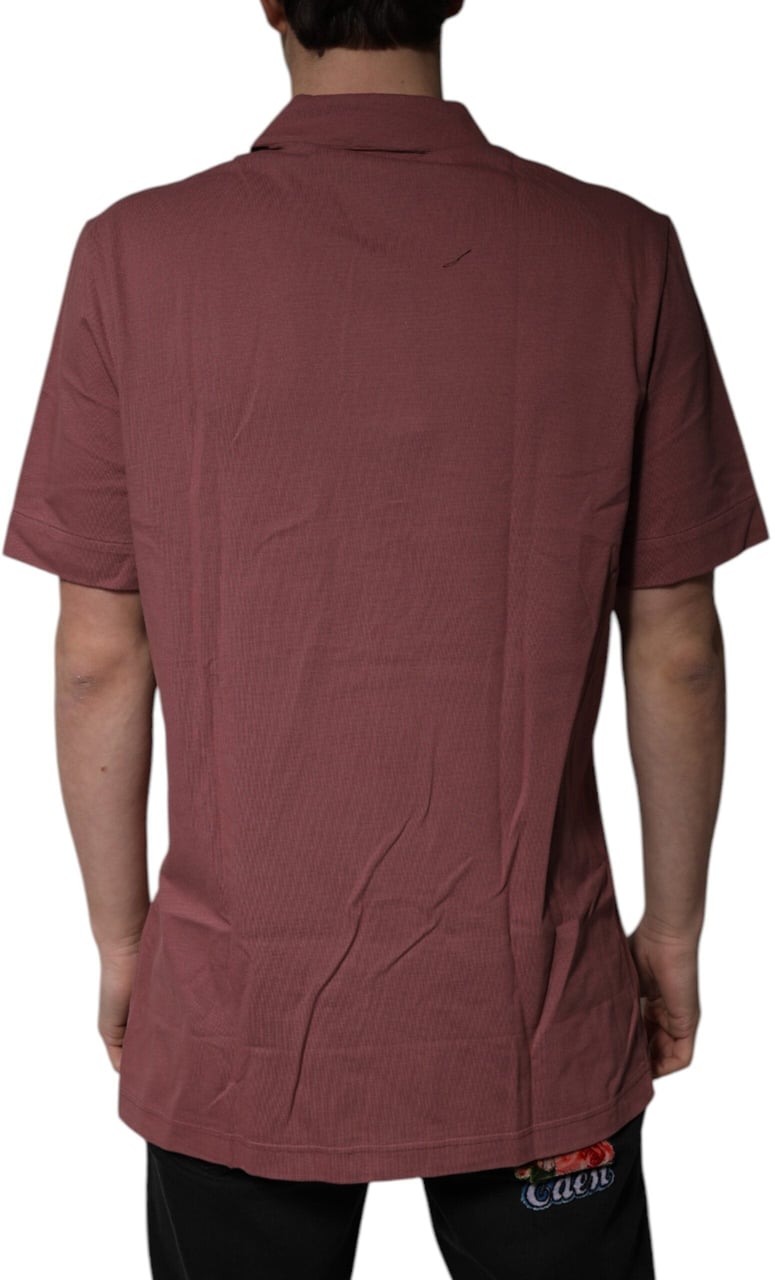 Dolce & Gabbana Dark Pink Button Down Casual Polo Men Shirt Geel