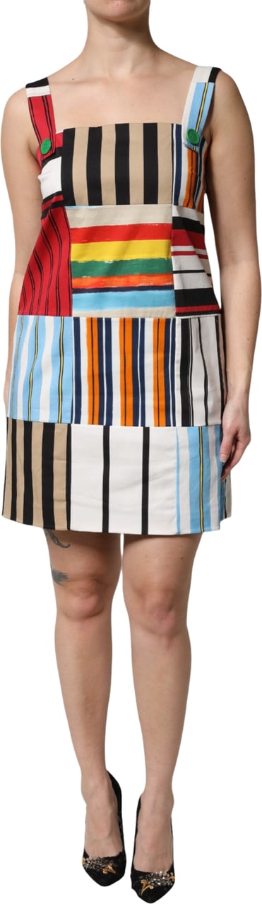 Dolce & Gabbana Multicolor Cotton Stripe Sleeveless Dress Divers
