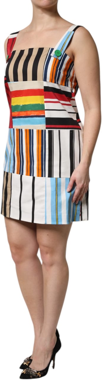 Dolce & Gabbana Multicolor Cotton Stripe Sleeveless Dress Divers
