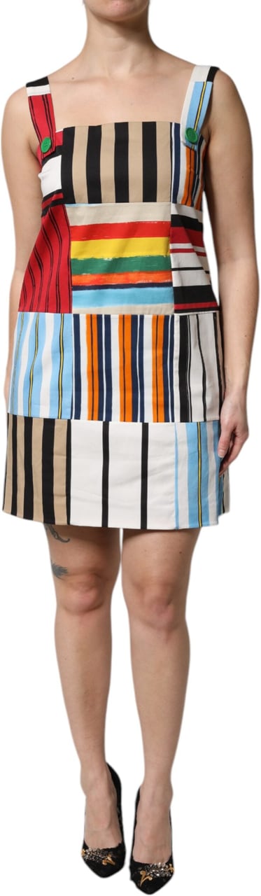 Dolce & Gabbana Multicolor Cotton Stripe Sleeveless Dress Divers