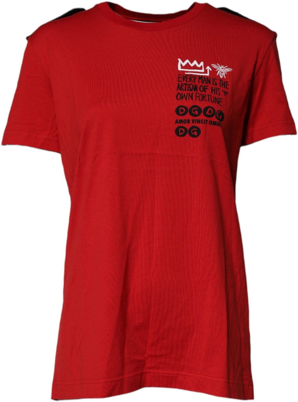 Dolce & Gabbana Red Cotton Round Neck Short Sleeves T-shirt Rood