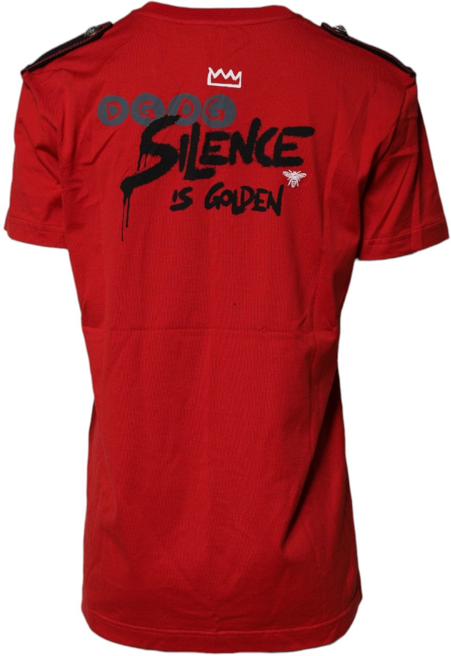 Dolce & Gabbana Red Cotton Round Neck Short Sleeves T-shirt Rood