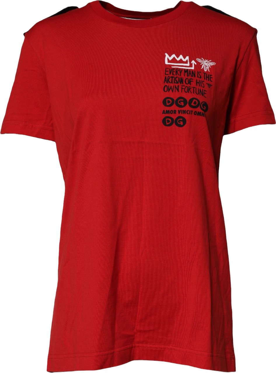 Dolce & Gabbana Red Cotton Round Neck Short Sleeves T-shirt Rood