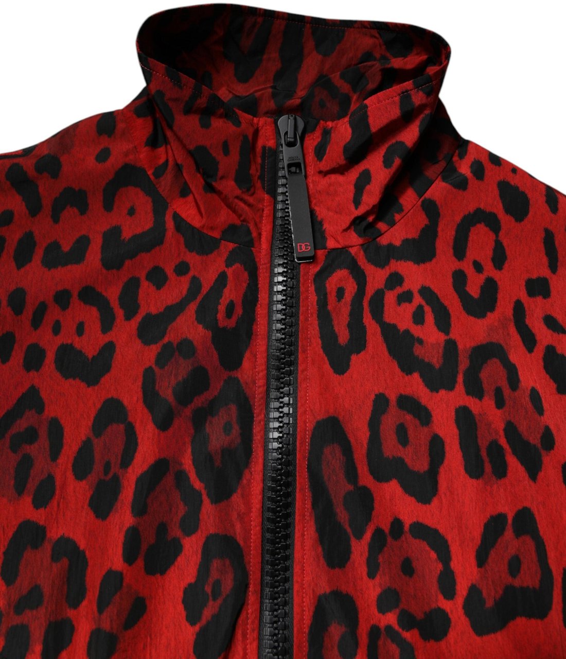 Dolce & Gabbana Red Leopard Nylon Bomber Full Zip Jacket Dierenprint
