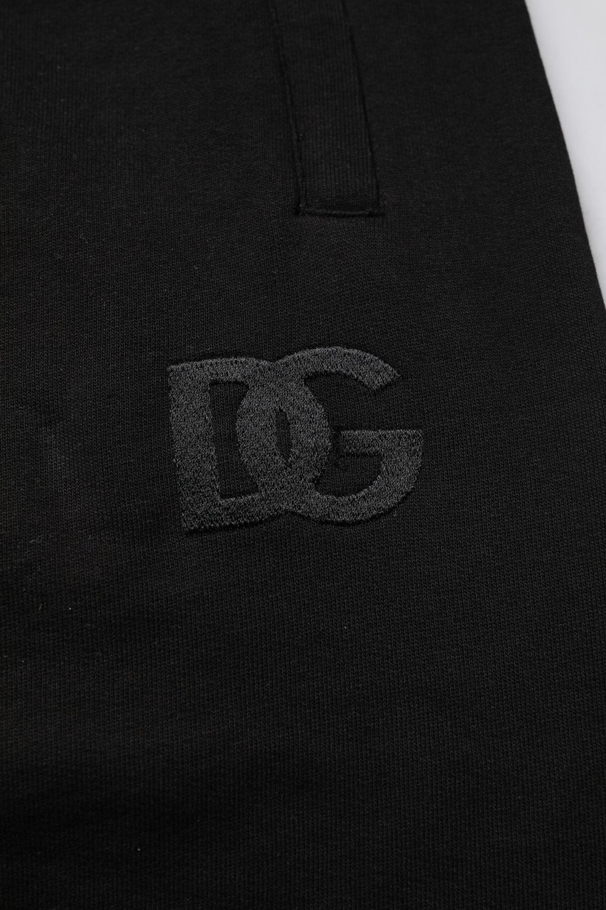 Dolce & Gabbana Black Cotton Mid Waist Jogger Sweatpants Pants Zwart