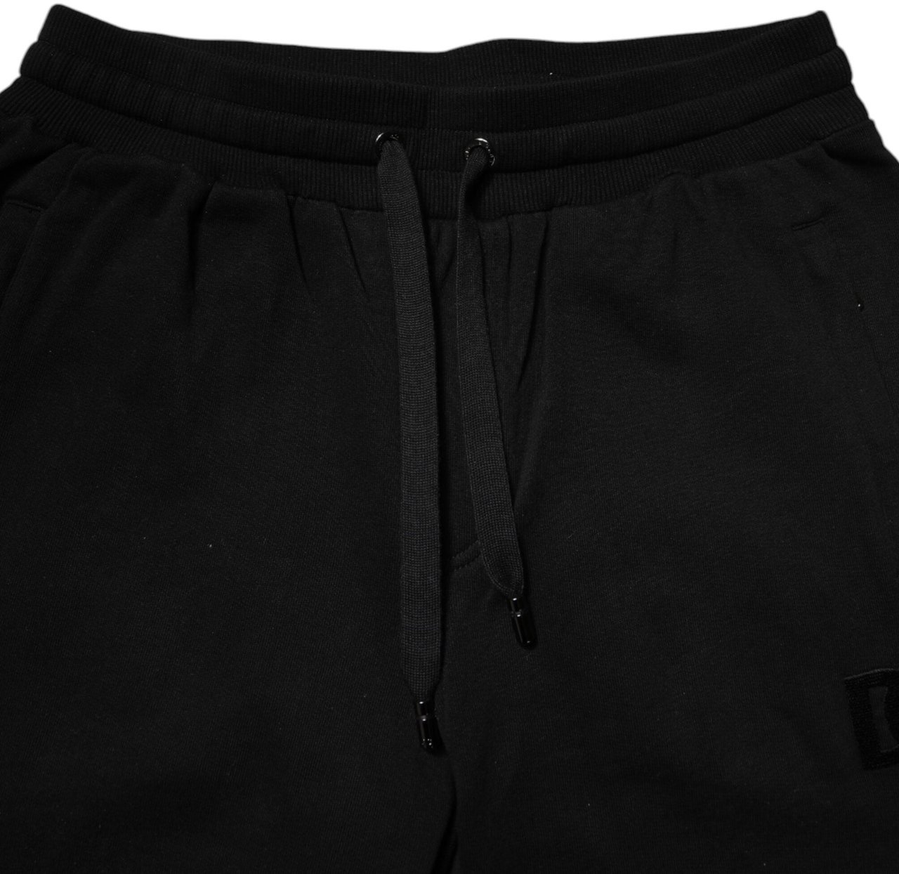 Dolce & Gabbana Black Cotton Mid Waist Jogger Sweatpants Pants Zwart