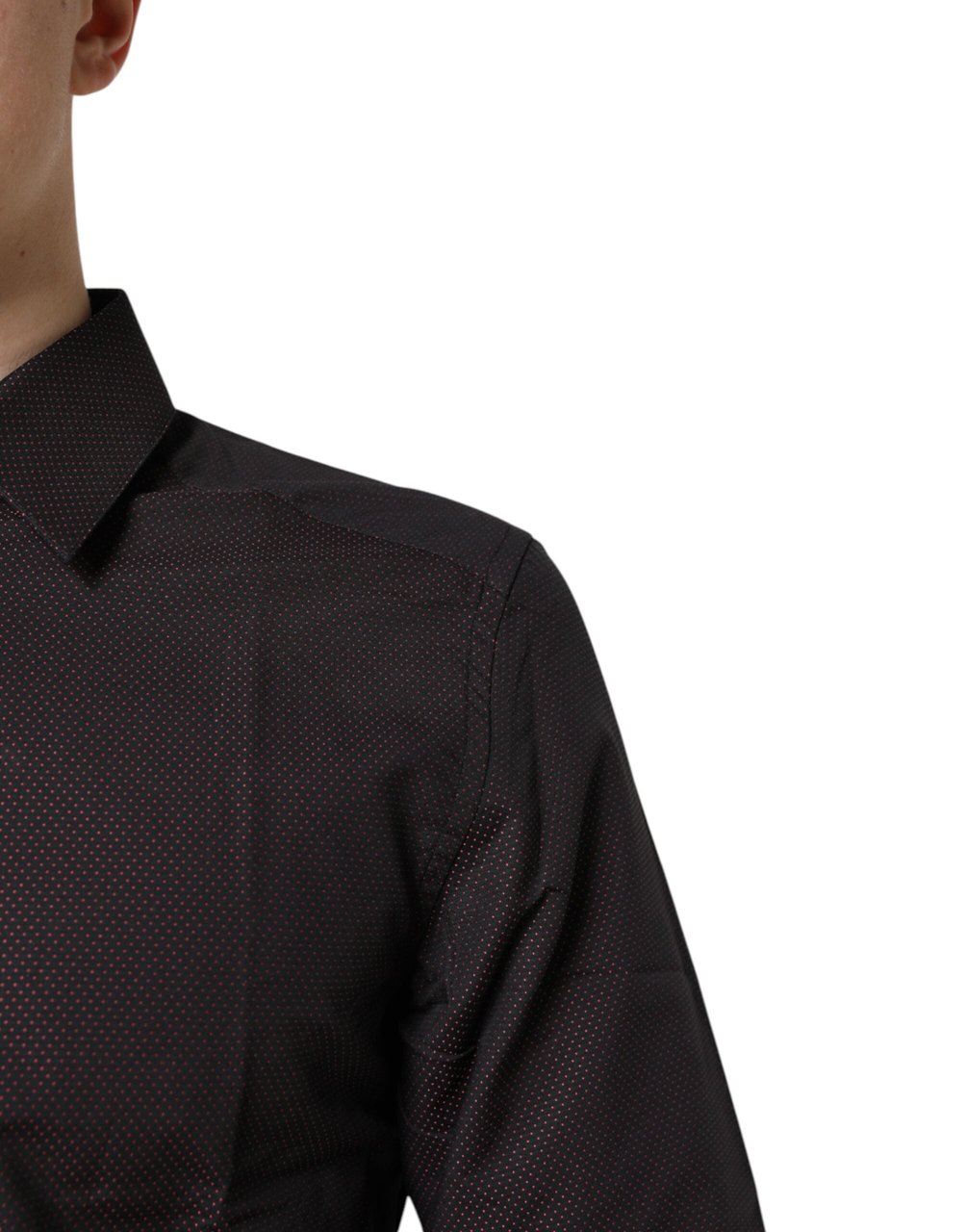 Dolce & Gabbana Maroon Jacquard Cotton GOLD Men Dress Shirt Maroon