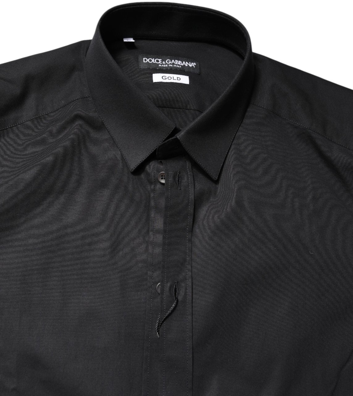 Dolce & Gabbana Black GOLD Cotton Long Sleeves Dress Shirt Zwart