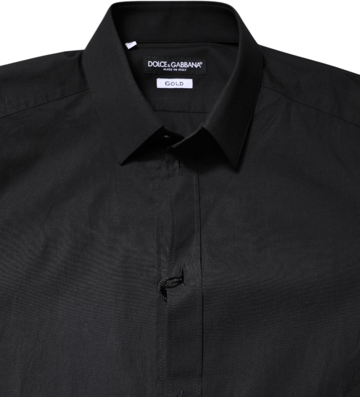 Dolce & Gabbana Black GOLD Cotton Dress Formal Shirt Zwart