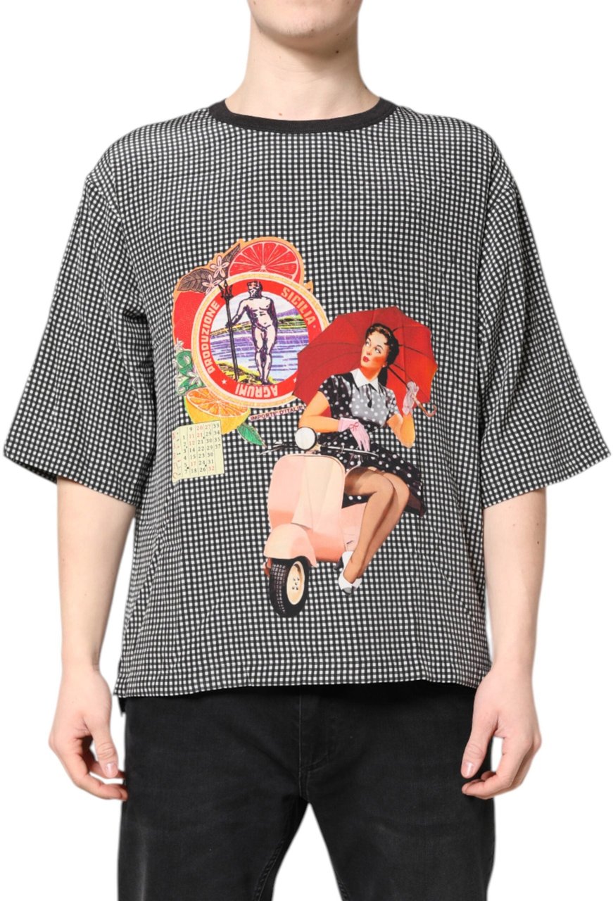 Dolce & Gabbana Black Graphic Print Short Sleeve T-shirt Zwart