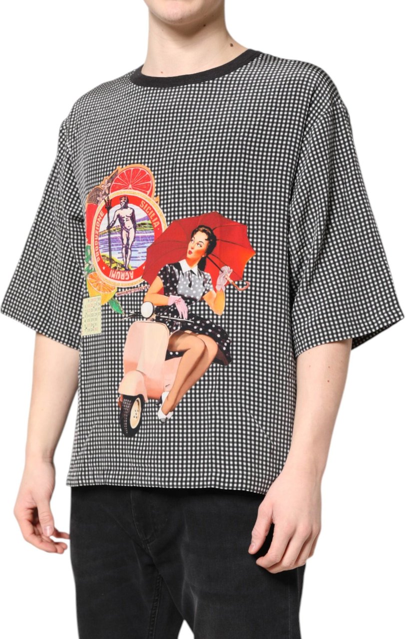 Dolce & Gabbana Black Graphic Print Short Sleeve T-shirt Zwart