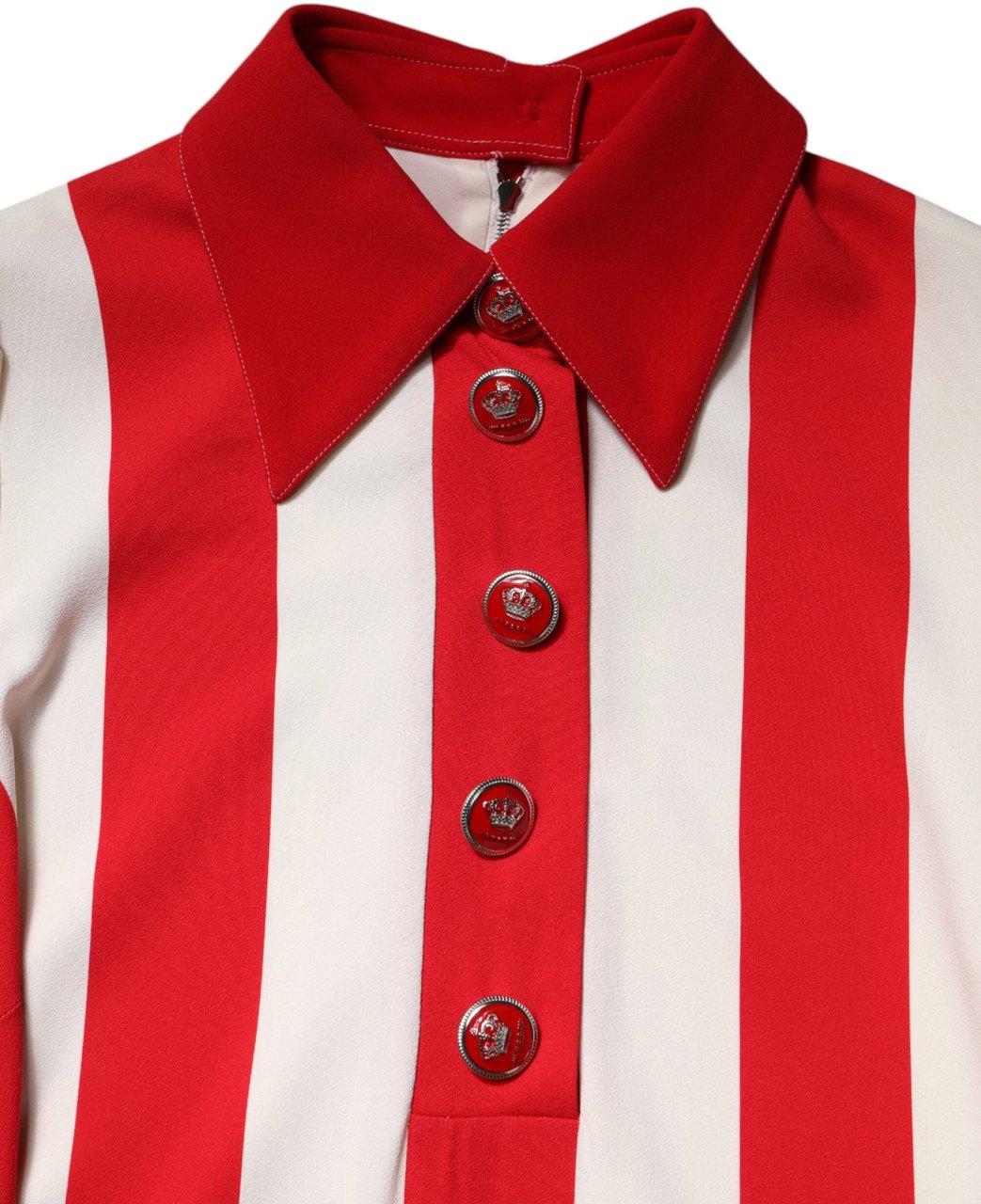 Dolce & Gabbana White Red Stripes Long Sleeves Mini Dress Divers