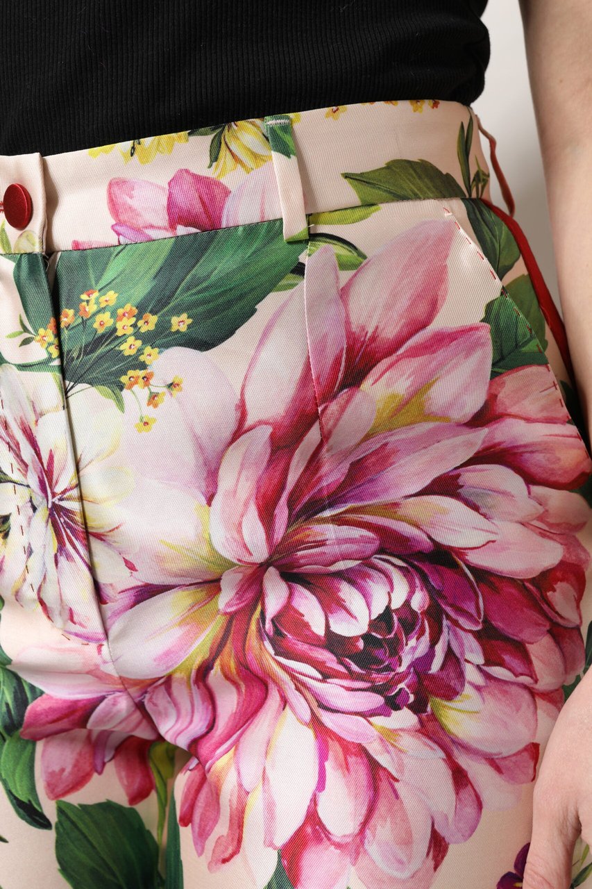 Dolce & Gabbana Multicolor Floral High Waist Straight Pants Divers