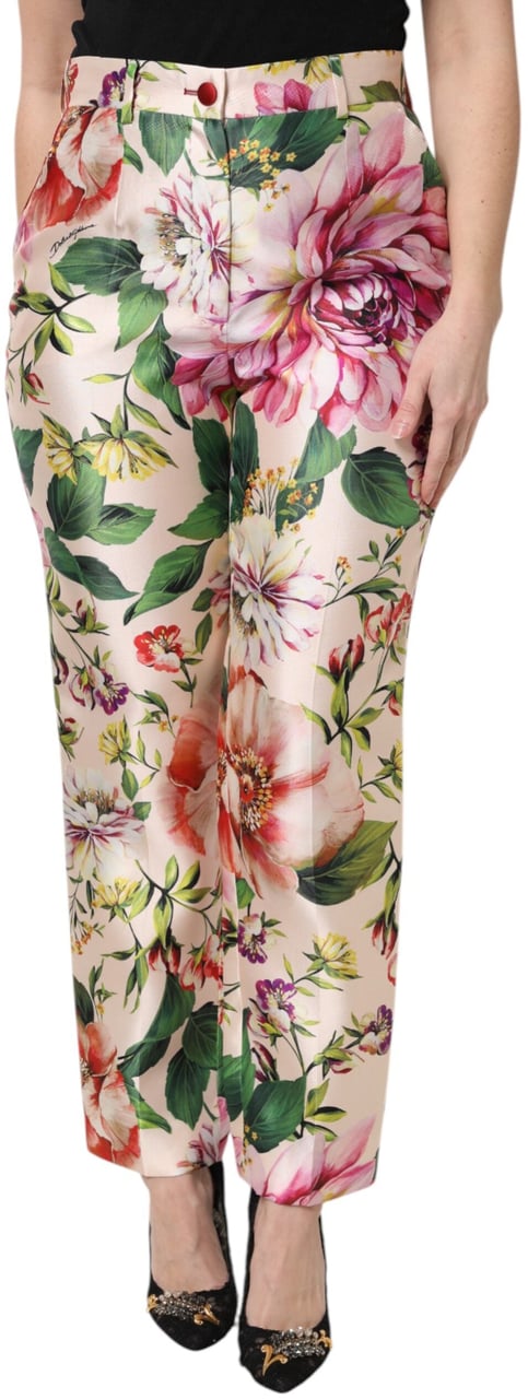 Dolce & Gabbana Multicolor Floral High Waist Straight Pants Divers