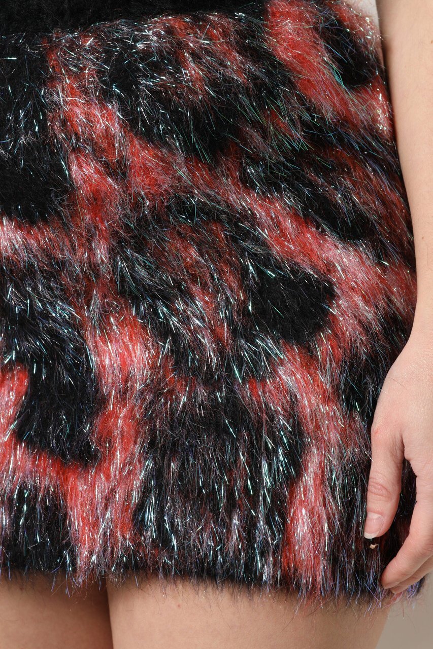 Dolce & Gabbana Multicolor Plush High Waist Mini Skirt Divers