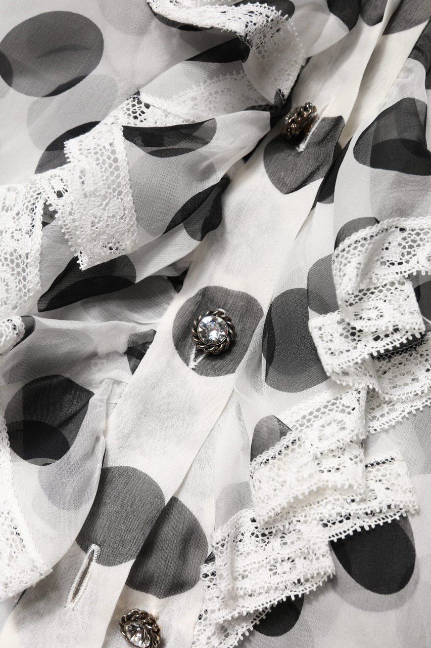 Dolce & Gabbana White Black Polka Dot Cotton Sleeveless Top Divers