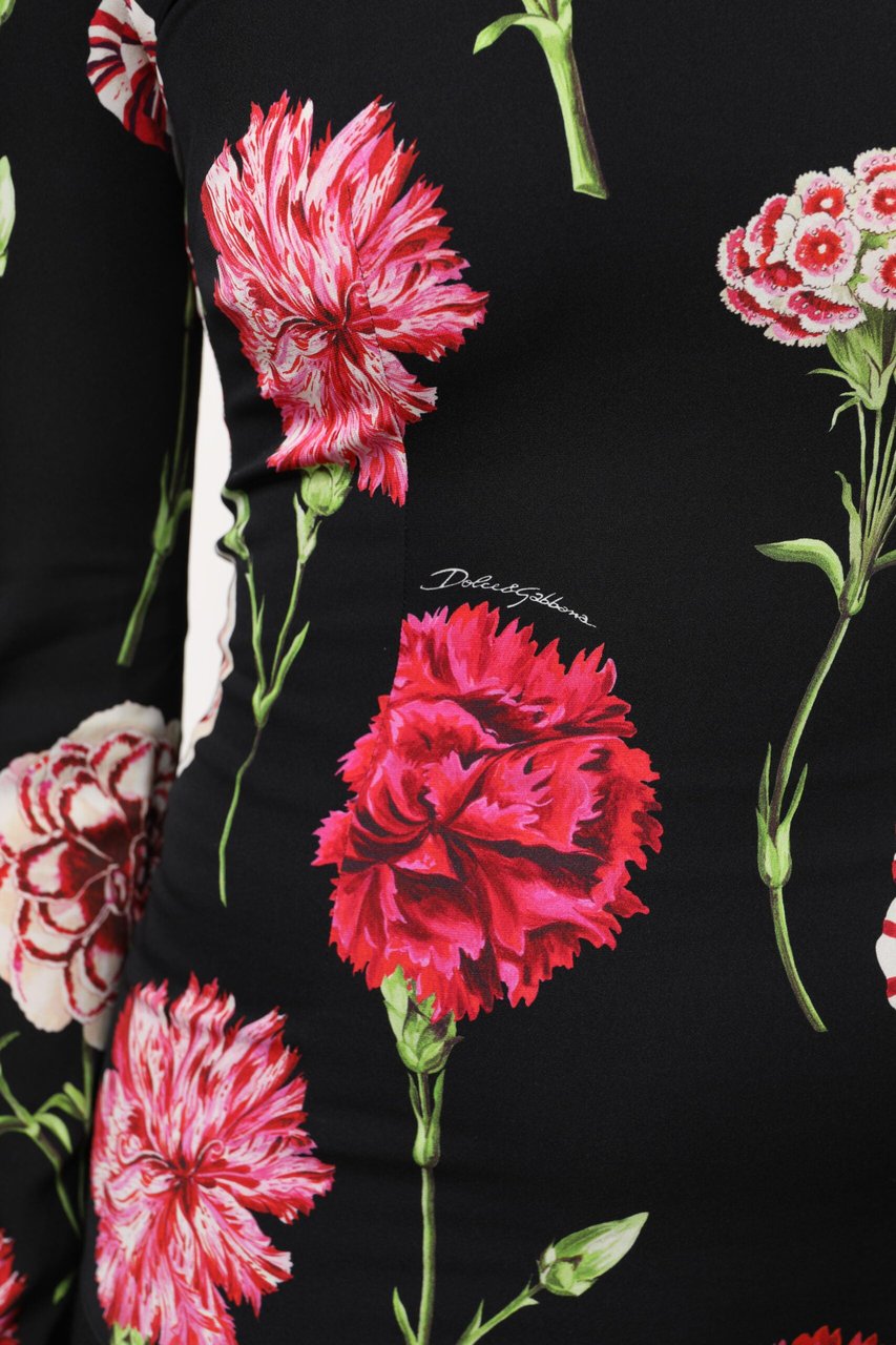 Dolce & Gabbana Black Floral Long Sleeve Women Blouse Top Zwart