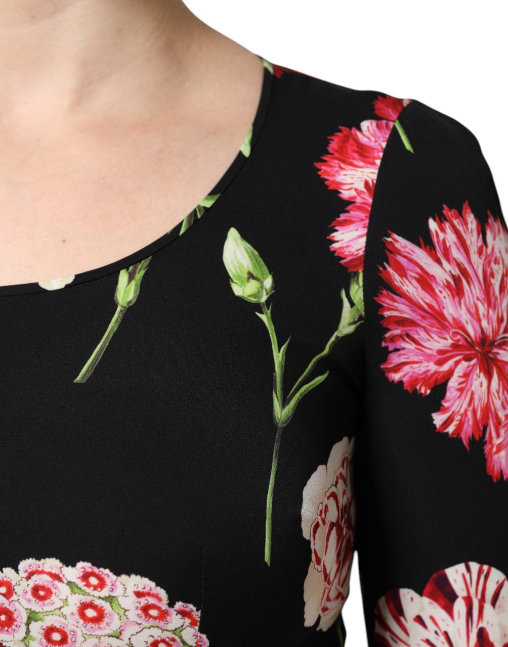 Dolce & Gabbana Black Floral Long Sleeve Women Blouse Top Zwart