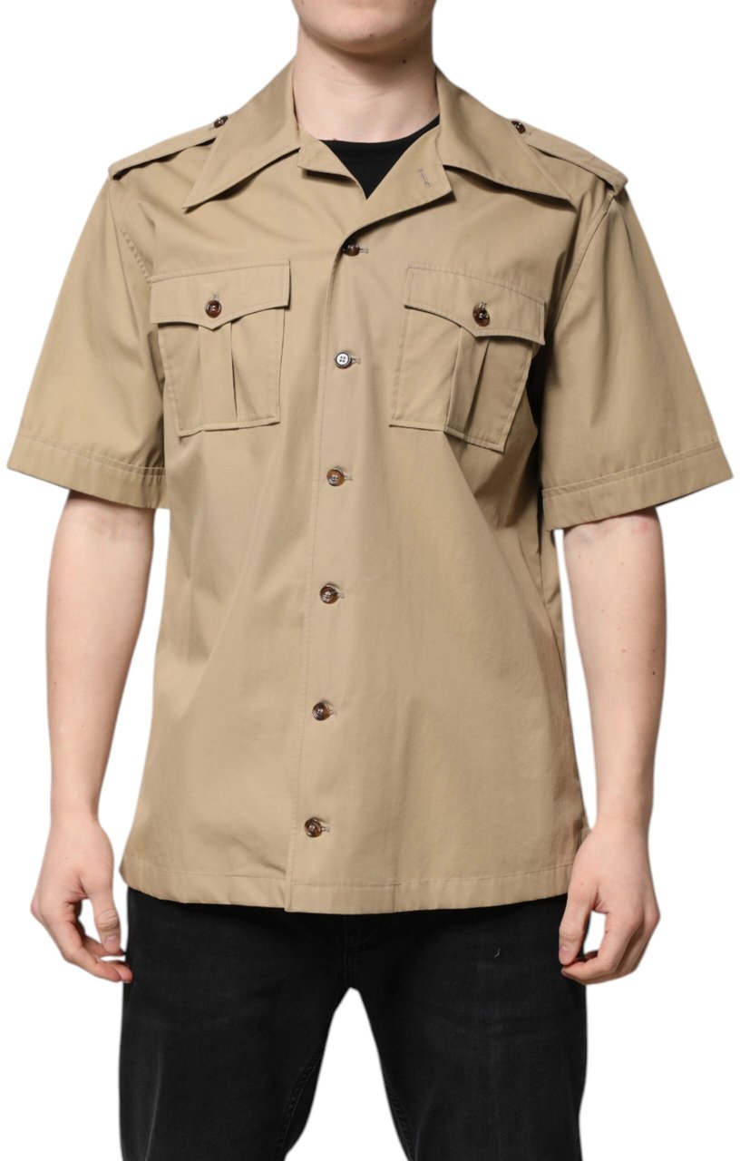 Dolce & Gabbana Brown Graphic Print Short Sleeves Shirt Zwart