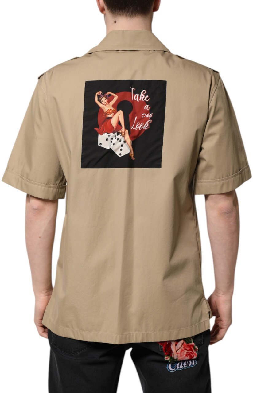 Dolce & Gabbana Brown Graphic Print Short Sleeves Shirt Zwart