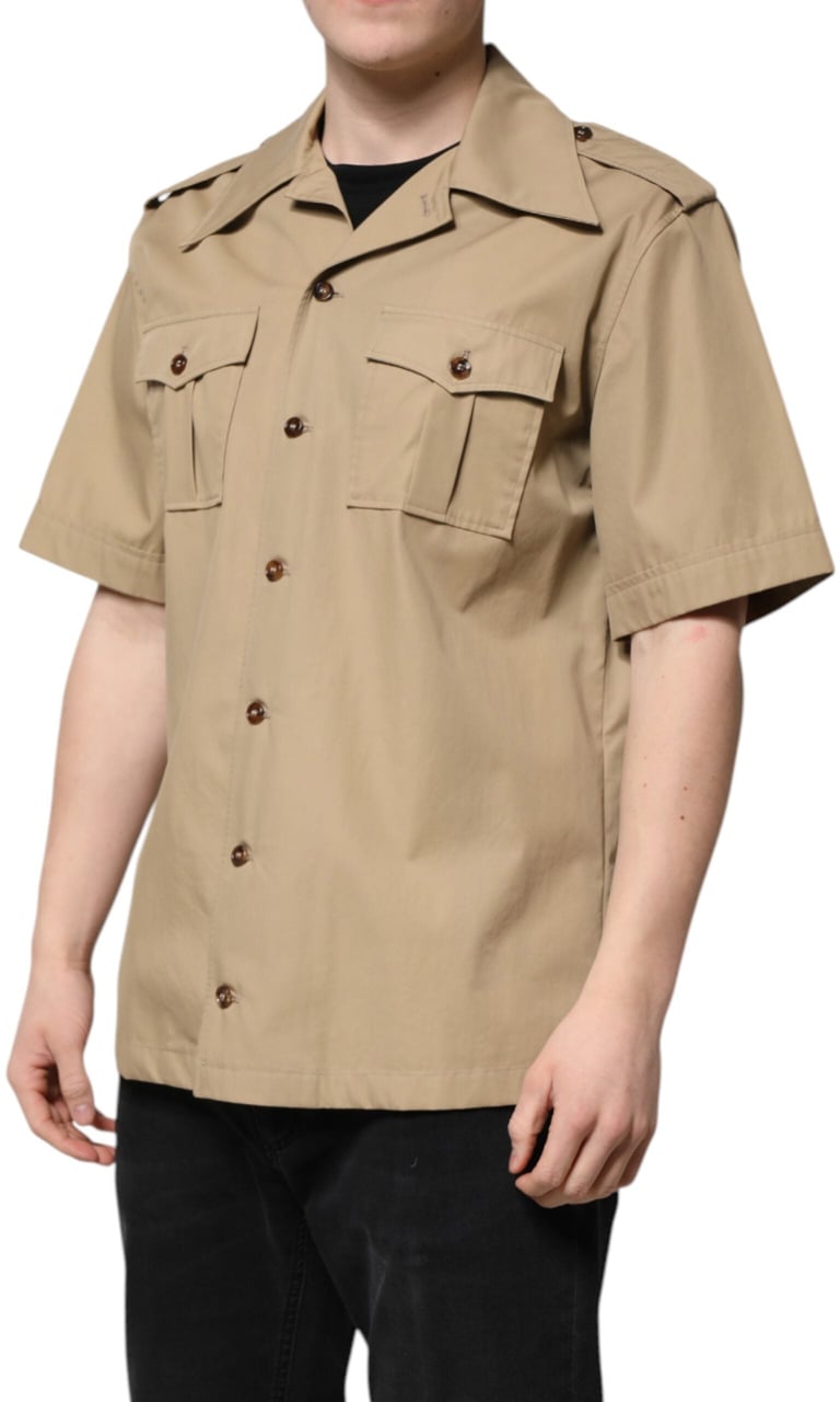 Dolce & Gabbana Brown Graphic Print Short Sleeves Shirt Zwart