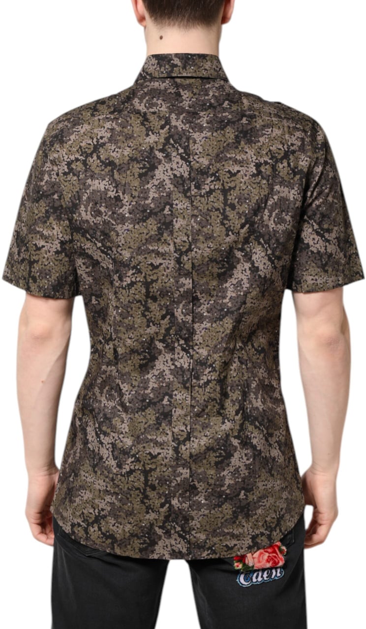 Dolce & Gabbana Multicolor Camouflage Button Down GOLD Shirt Divers