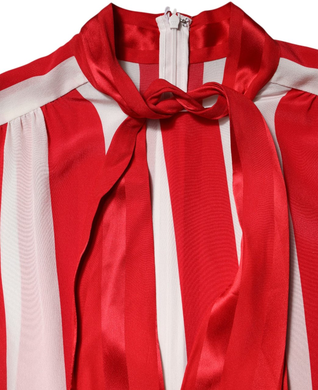 Dolce & Gabbana Red White Stripes Ascot Collar Blouse Top Divers