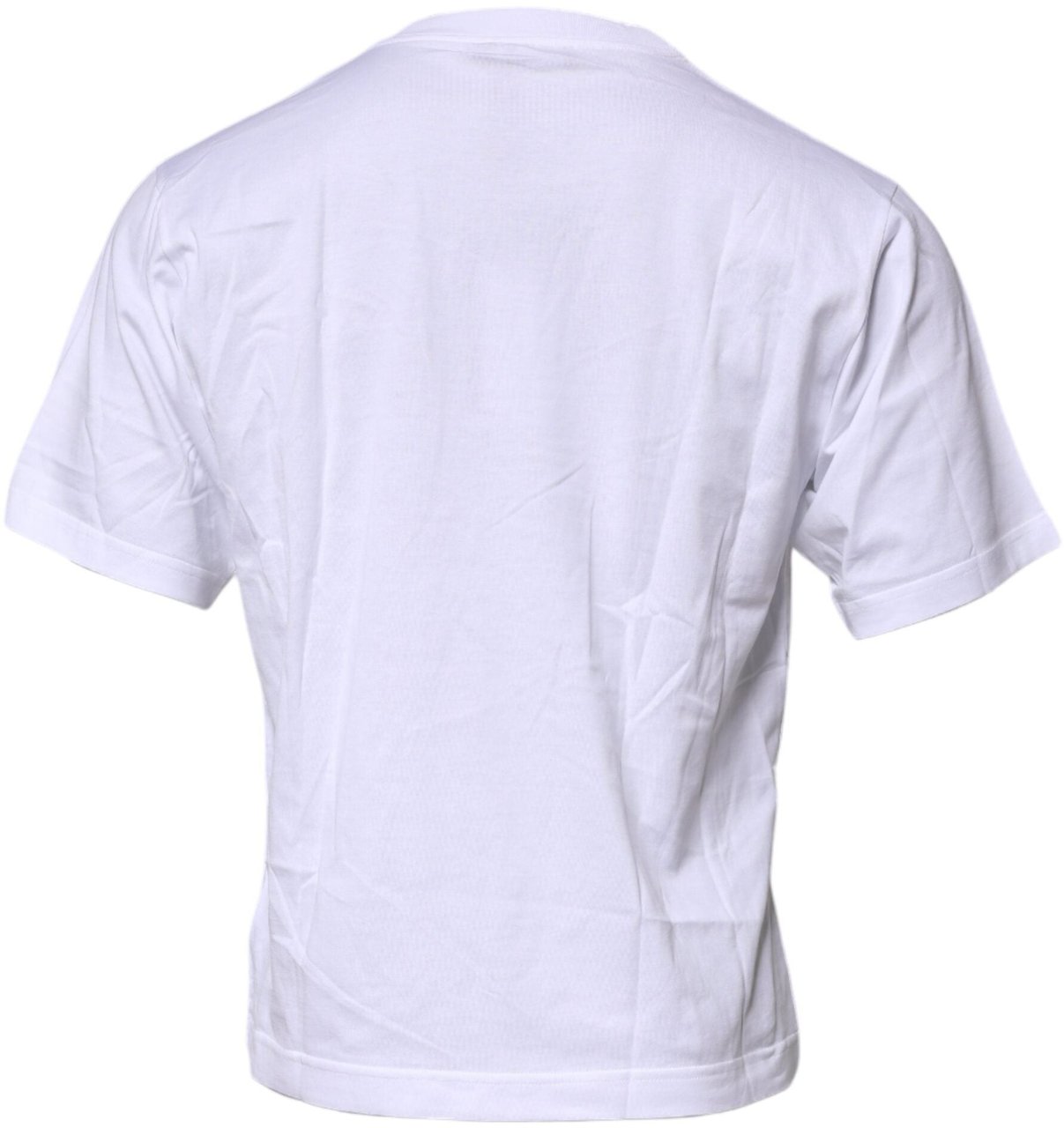 Dolce & Gabbana White Logo Patch Cotton Crew Neck T-shirt Wit