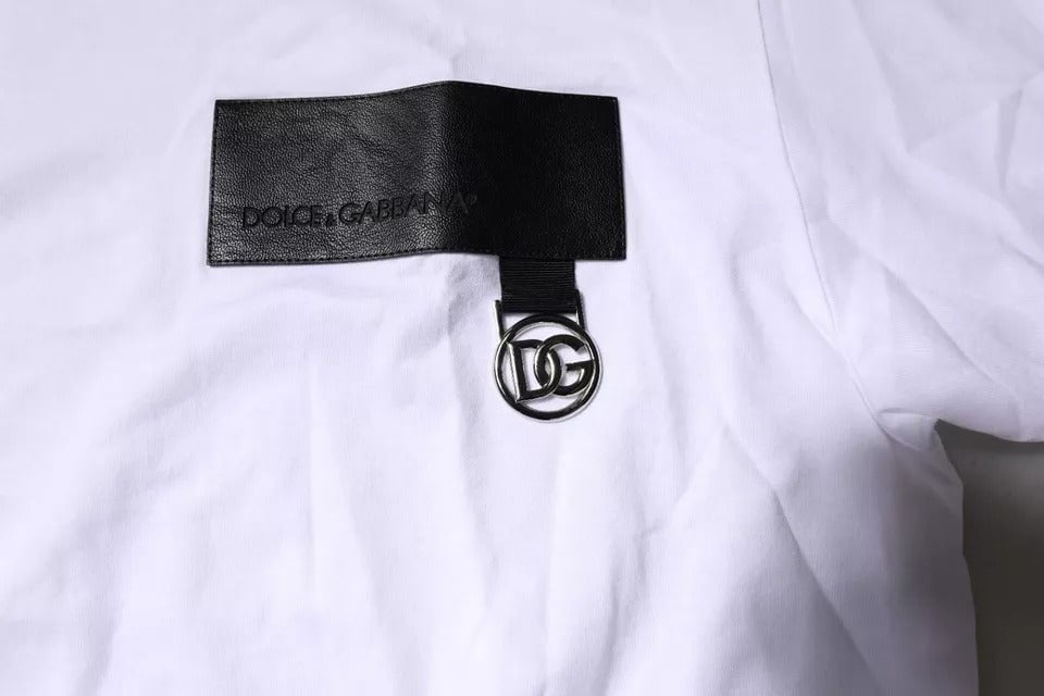 Dolce & Gabbana White Logo Patch Cotton Crew Neck T-shirt Wit