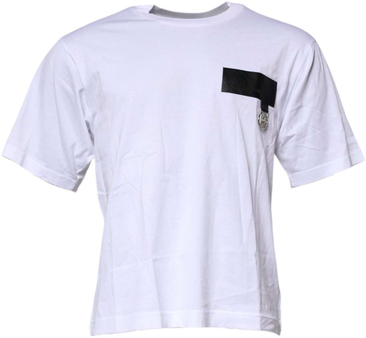 Dolce & Gabbana White Logo Patch Cotton Crew Neck T-shirt Wit
