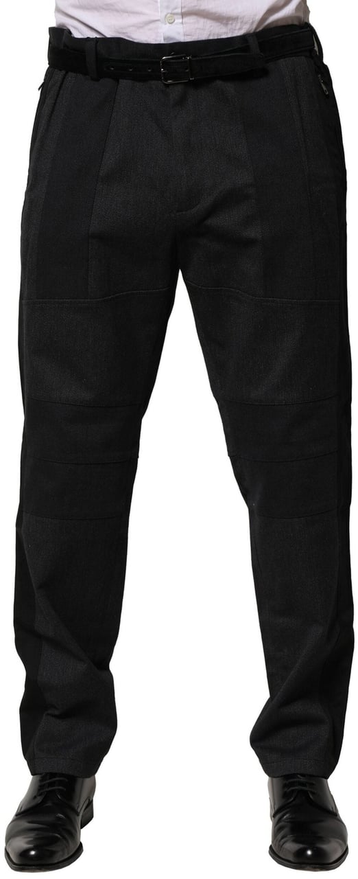 Dolce & Gabbana Black Cotton Dress Slim Formal Pants Zwart