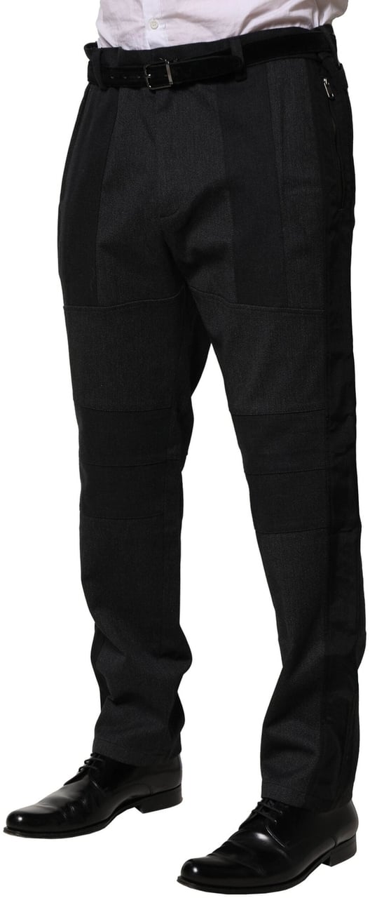 Dolce & Gabbana Black Cotton Dress Slim Formal Pants Zwart