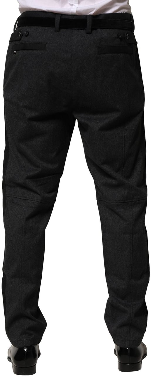 Dolce & Gabbana Black Cotton Dress Slim Formal Pants Zwart