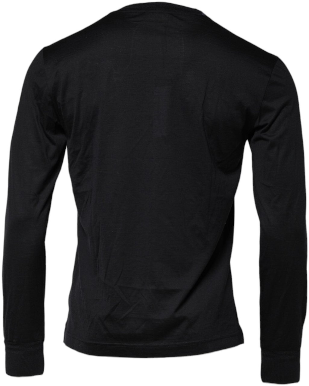 Dolce & Gabbana Dark Blue Silk Crew Neck Men Pullover Sweater Blauw