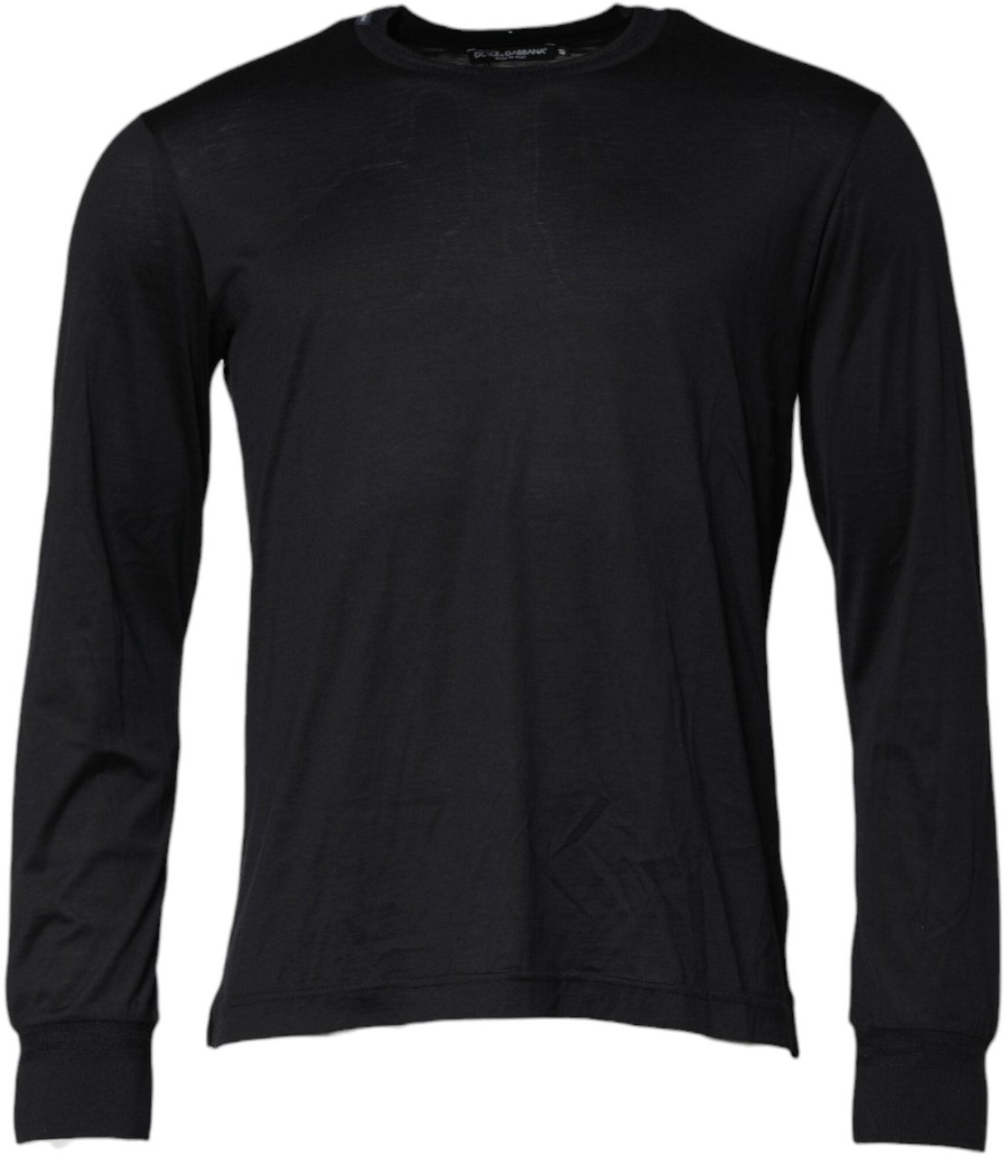 Dolce & Gabbana Dark Blue Silk Crew Neck Men Pullover Sweater Blauw