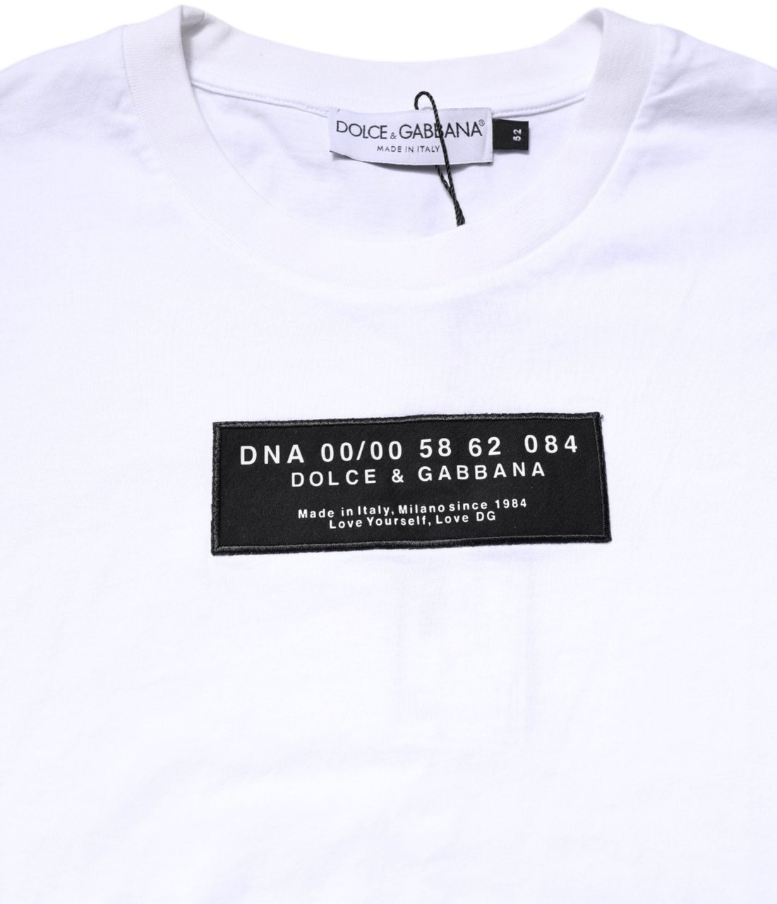 Dolce & Gabbana White Cotton Logo Patch Crew Neck T-shirt Wit