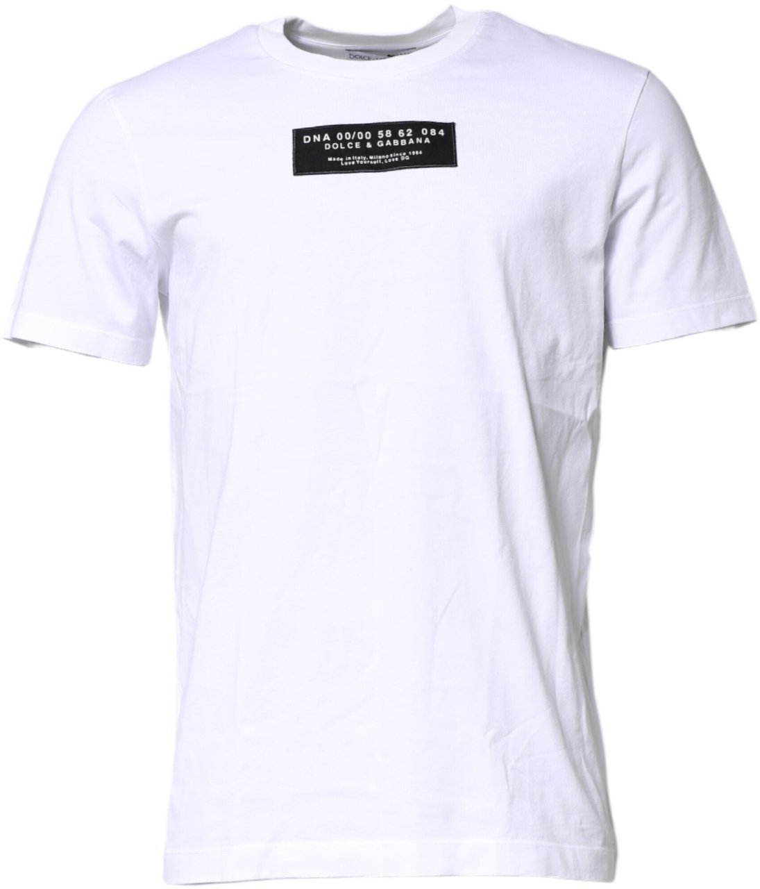 Dolce & Gabbana White Cotton Logo Patch Crew Neck T-shirt Wit
