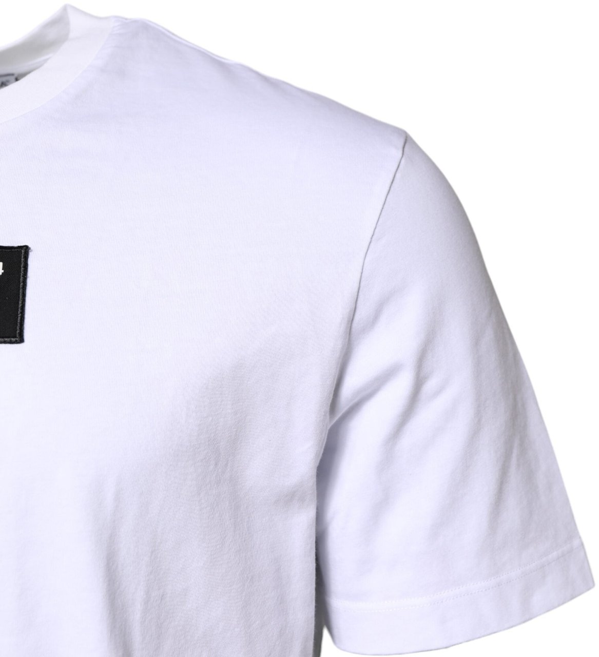 Dolce & Gabbana White Cotton Logo Patch Crew Neck T-shirt Wit