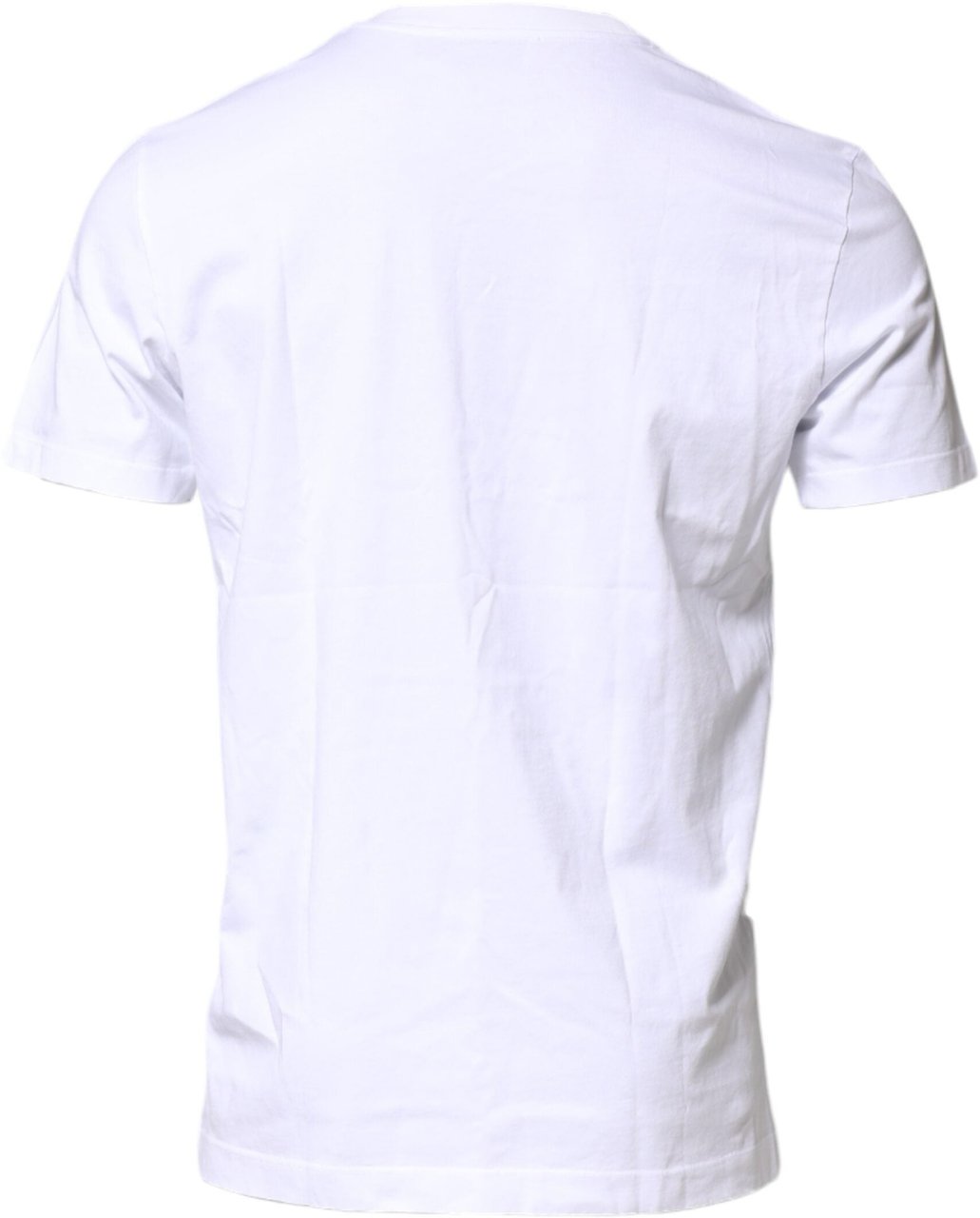 Dolce & Gabbana White Cotton Logo Patch Crew Neck T-shirt Wit