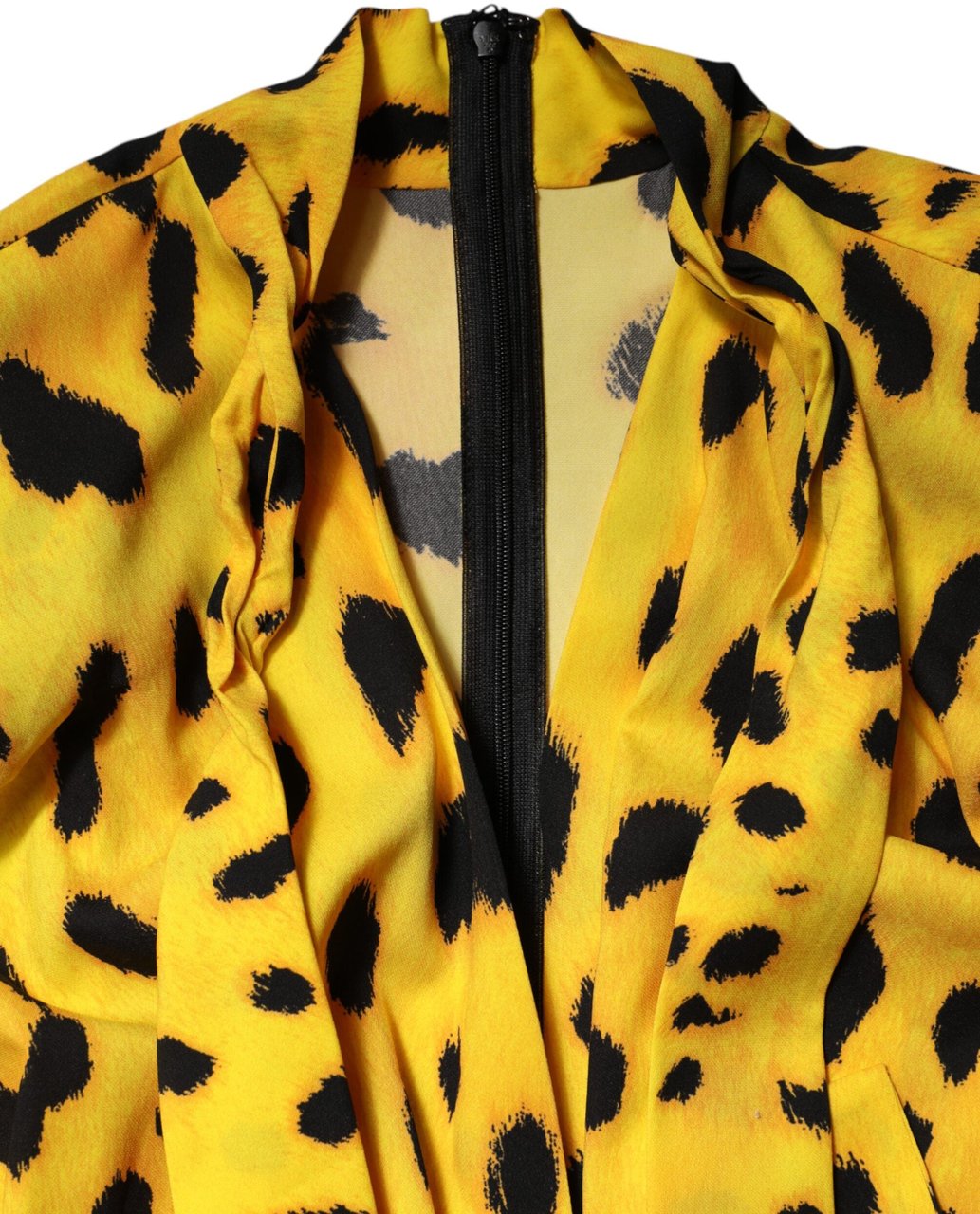 Dolce & Gabbana Yellow Leopard Long Sleeves Jumpsuit Dress Geel