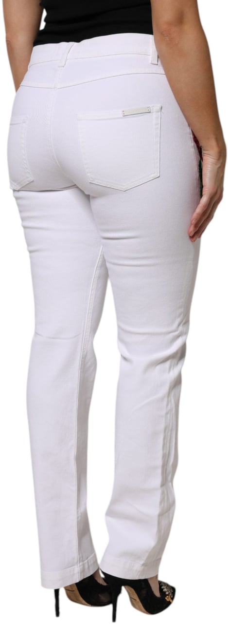 Dolce & Gabbana White Floral Sequined GIRLY Denim Jeans Rood