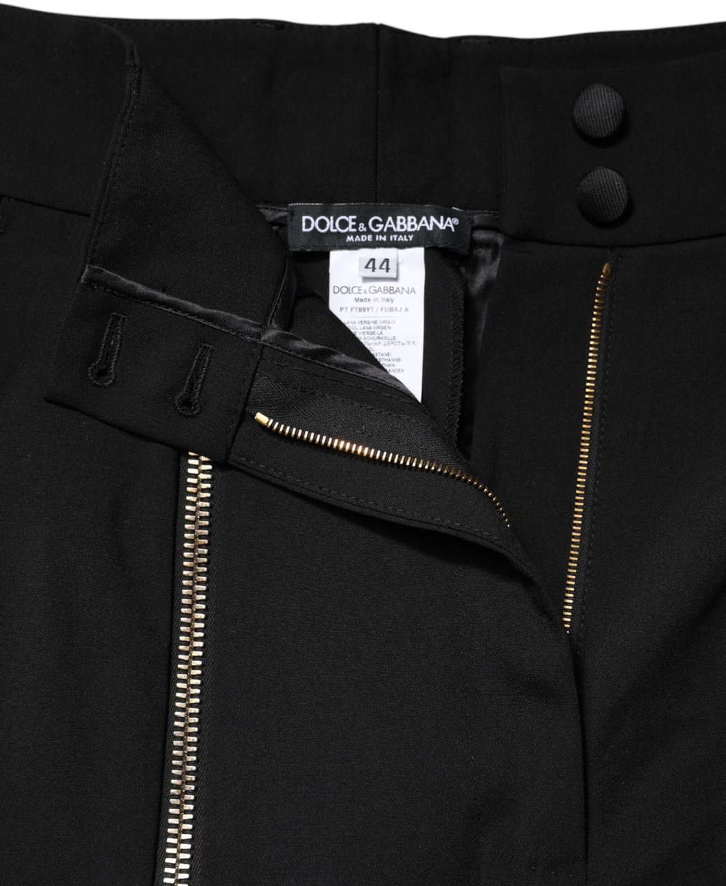 Dolce & Gabbana Black Wool High Waist Zipper Tapered Pants Zwart