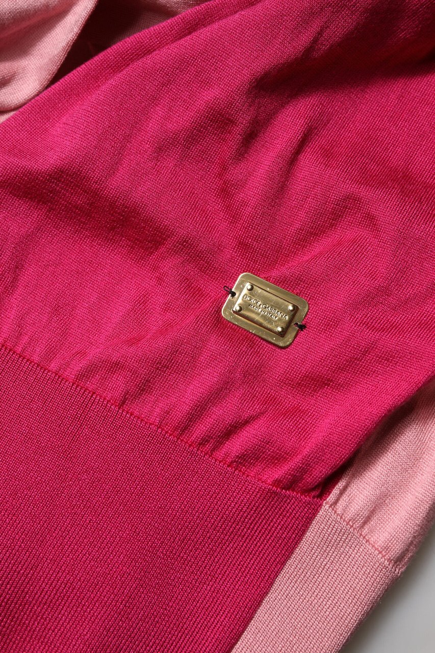 Dolce & Gabbana Pink Short Sleeves Buttoned Ascot Collar Top Roze